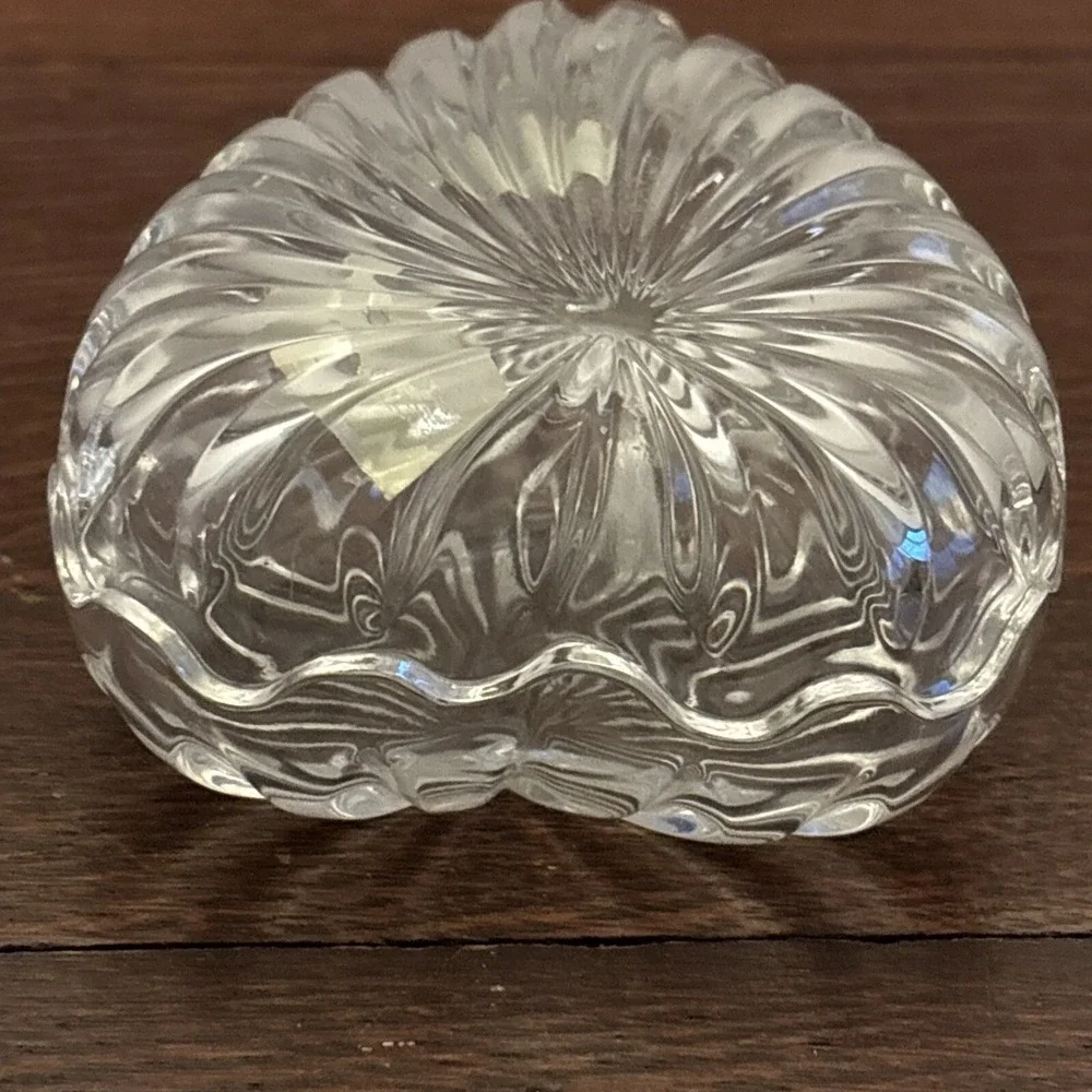 Vintage Crystal Heart Shaped Interlocking Trinket Jewlery Box RCR Made In Italy